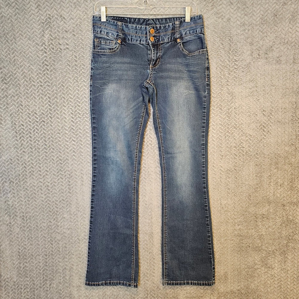 Maurices Women Medium Wash Bootcut Jeans Size 5/6 Regular Double Button Y2K Blue